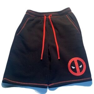 💜 Deadpool Mad Engine Men’s Black & Red Fleece Shorts Size S